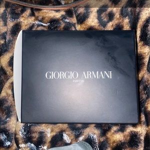 Giorgio Armani black velvet evening clutch with chain.